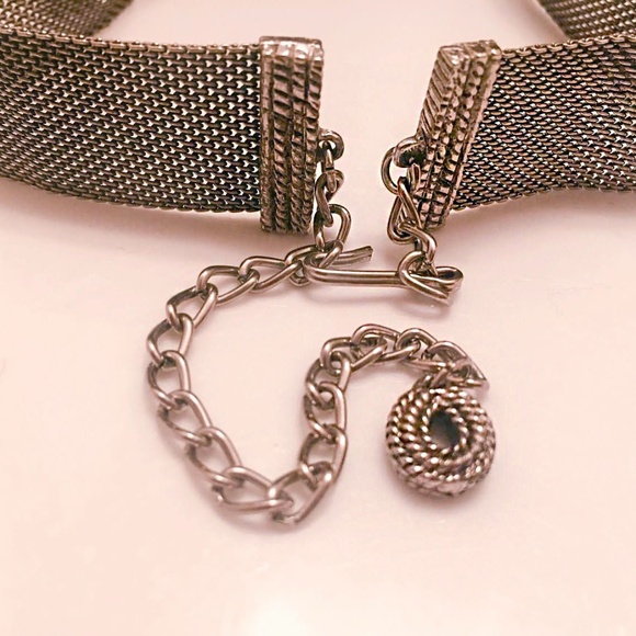 Silver Victorian Chainmail Choker Chain Fringe with Quartz Beads - Picture 4 of 6